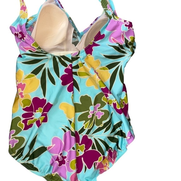 MircaleSuit Bright Floral Ruched One Piece Swimsuit Size 12 - Picture 2 of 9